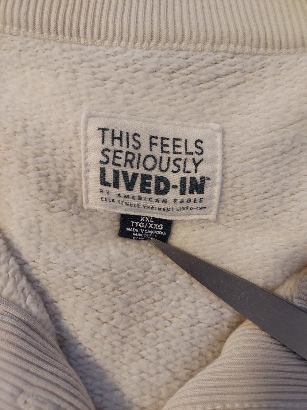 American Eagle Outfitters Beige & White Striped Super Soft Henley Pullover - Picture 3 of 8